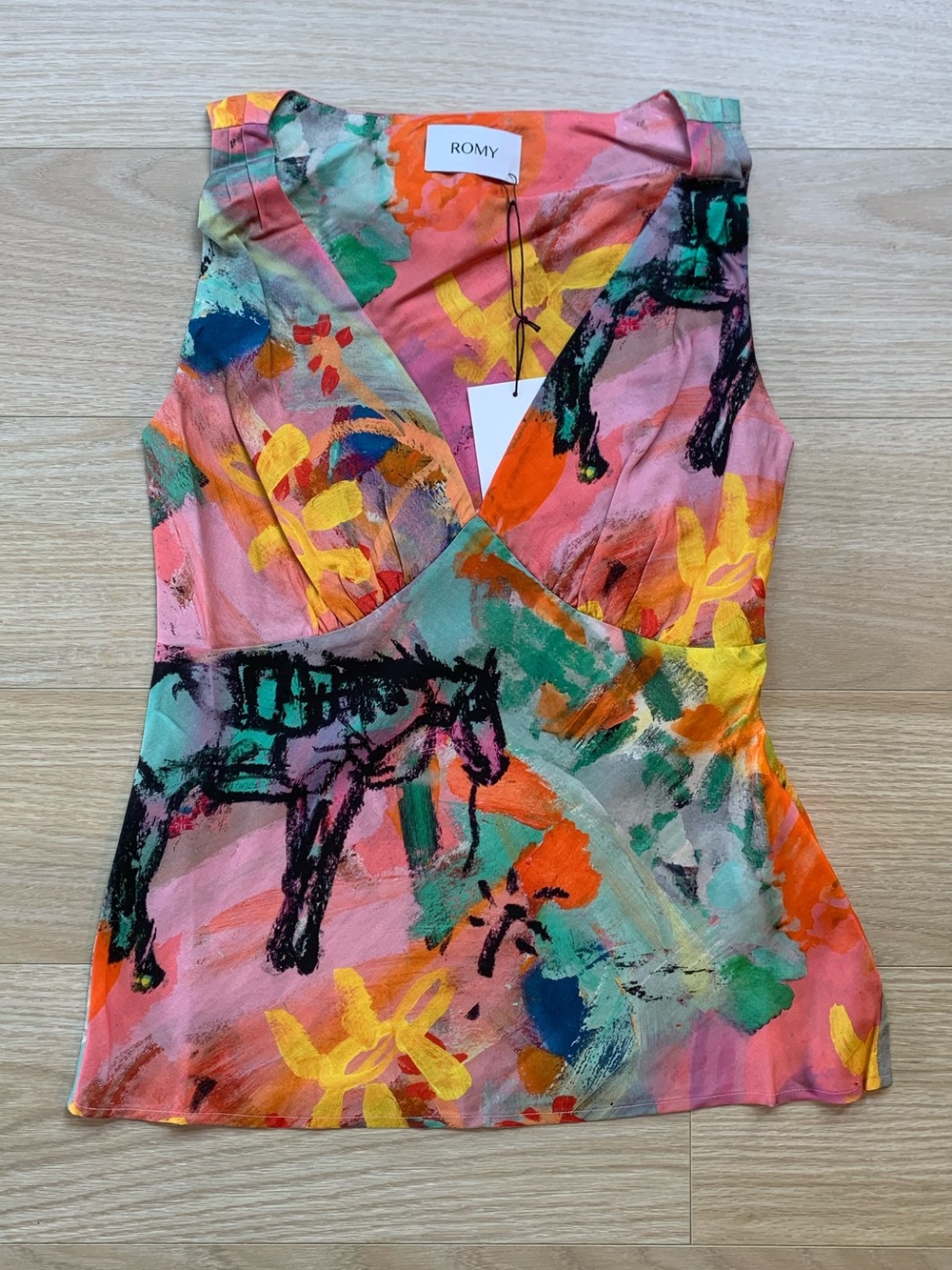 Romy The Brand Rodeo Cami Sleeveless Multicolor Top NWT Size Small